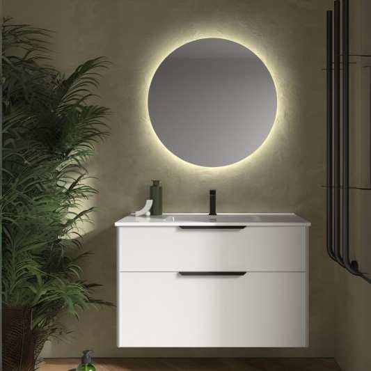 Conjunto de Mueble de baño suspendido LUVA de Salgar con encimera y espejo NORA 60-80-100 2