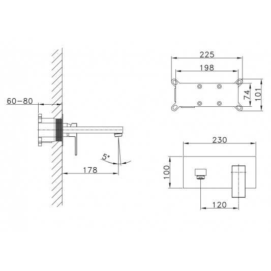 Grifo lavabo empotrado monomando Orion Cromo 3028 2