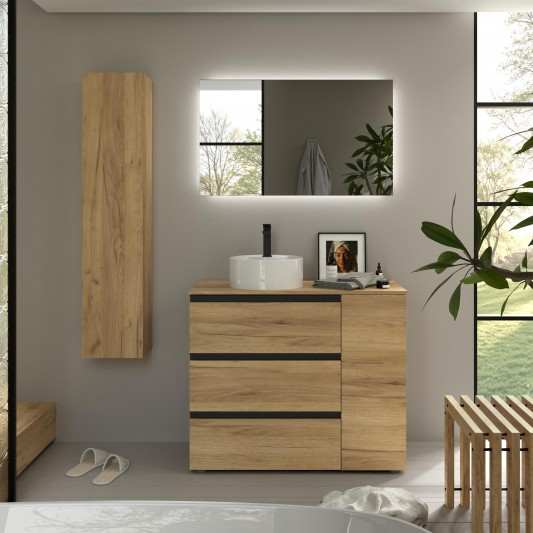 Mueble de Baño con patas BEQUIA METAL PLUS Con Opción 3C + 1P o 3C + 2P y Lavabo Sobreponer 90-120cm