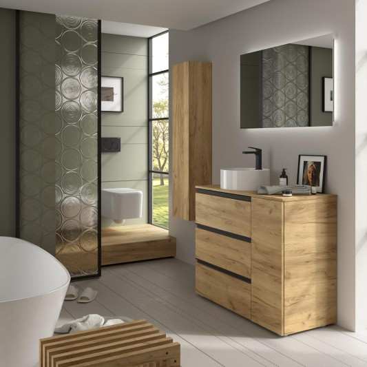 Mueble de Baño con patas BEQUIA METAL PLUS Con Opción 3C + 1P o 3C + 2P y Lavabo Sobreponer 90-120cm 2