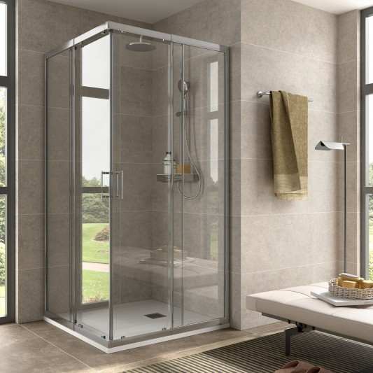 Mampara de ducha angular CLEAR II Cromo de Salgar