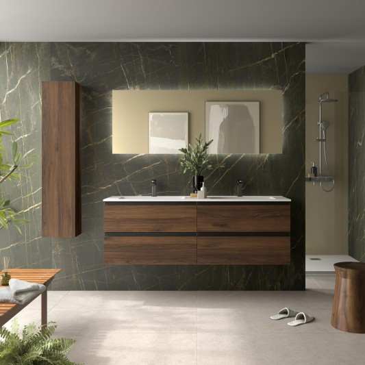 Mueble de Baño BEQUIA METAL 2C Con Lavabo Vilna MINERAL SOLID 160cm