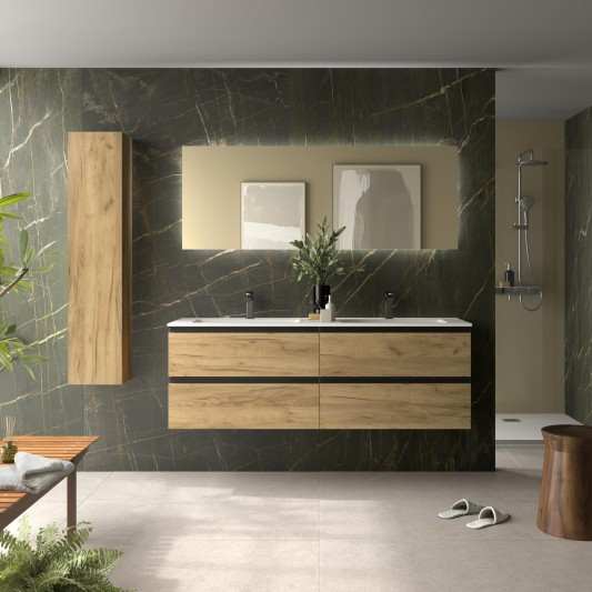 Mueble de Baño BEQUIA METAL 2C Con Lavabo Vilna MINERAL SOLID 160cm 2