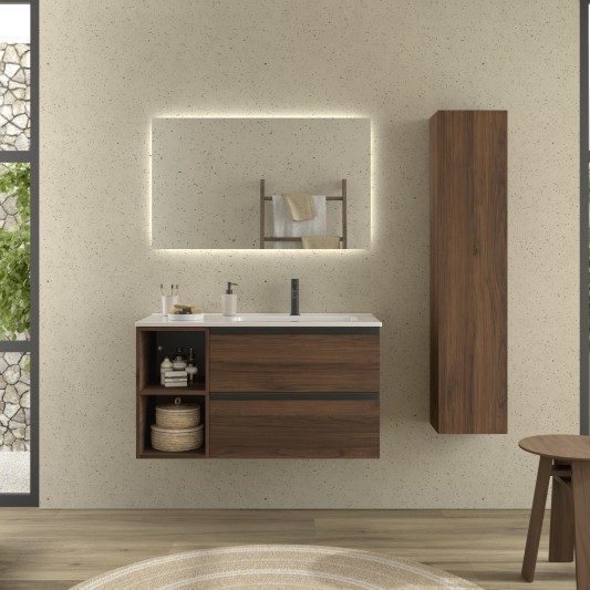 Conjunto mueble de baño suspendido 90 con lavabo Constanza desp. Bequia Metal Salgar