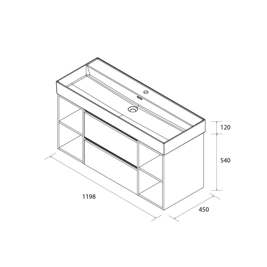 Conjunto mueble de baño suspendido con 4 coquetas120 con lavabo Veneto Bequia Metal Salgar 2