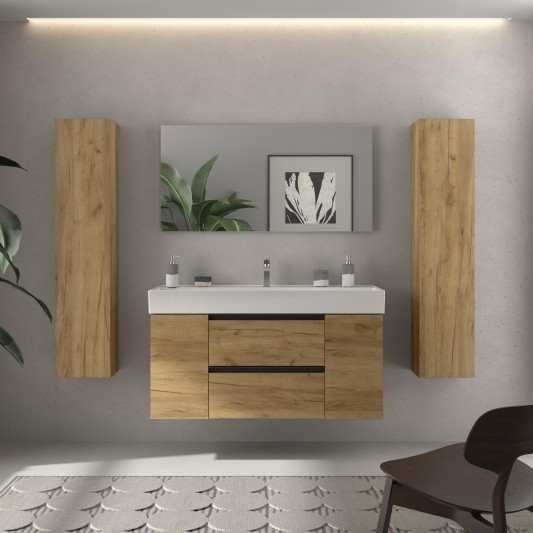 Conjunto mueble de baño suspendido 120 con 2 puertas y lavabo Veneto Bequia Metal Salgar