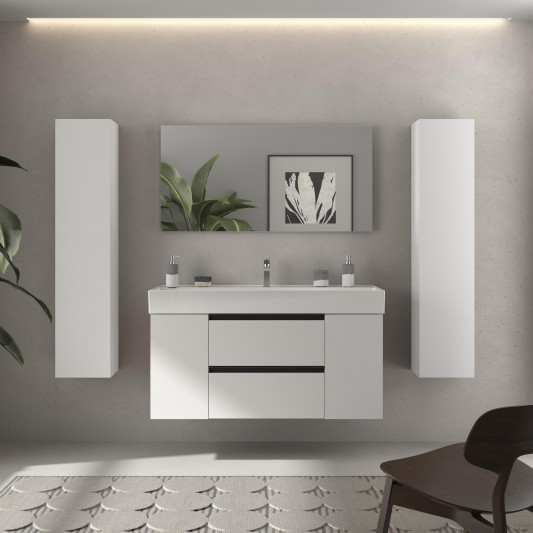 Conjunto mueble de baño suspendido 120 con 2 puertas y lavabo Veneto Bequia Metal Salgar