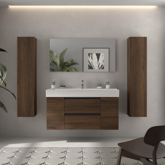 Conjunto mueble de baño suspendido 120 con 2 puertas y lavabo Veneto Bequia Metal Salgar