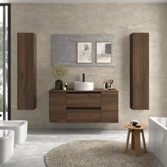 Conjunto mueble de baño suspendido 120 con 2 puertas y lavabo Sobre encimera Bequia Metal Salgar