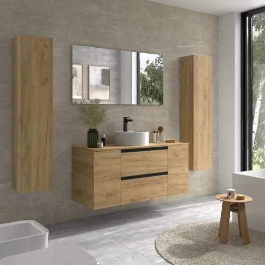 Conjunto mueble de baño suspendido 120 con 2 puertas y lavabo Sobre encimera Bequia Metal Salgar