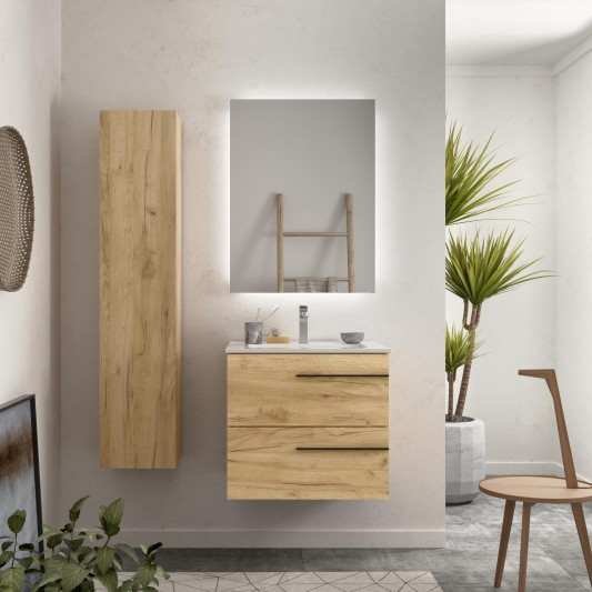 SALGAR YARA 2C Mueble de baño suspendido con lavabo Constanza 60-70-80-100-120 Roble