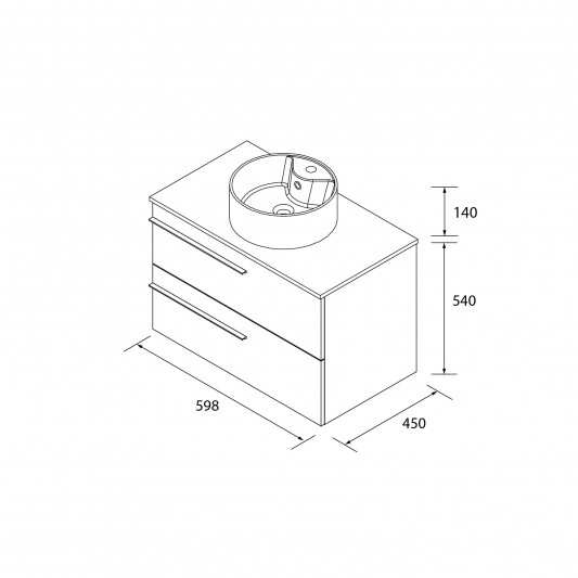 SALGAR YARA 2C Mueble de baño suspendido con lavabo sobreponer 60-70-80-100-120 Roble 2