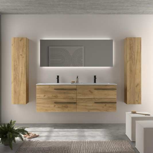 SALGAR YARA 4C Mueble de baño suspendido con lavabo Vilna Mineral Solid 160 Roble
