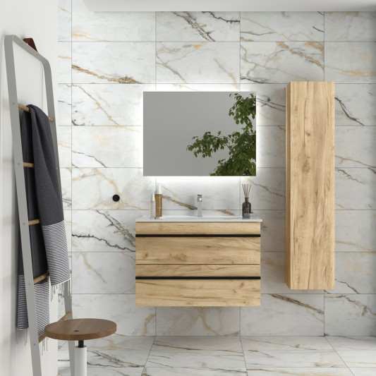 SALGAR Born 2C Mueble de baño suspendido con lavabo Constanza 60-70-80-100-120 Roble