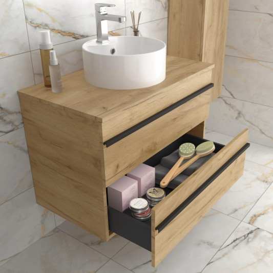 SALGAR Born 2C Mueble de baño suspendido con lavabo sobre encimera 60-70-80-100-120 Roble