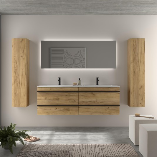 SALGAR BORN 4C Mueble de baño suspendido con lavabo Vilna Mineral Solid 160 Roble