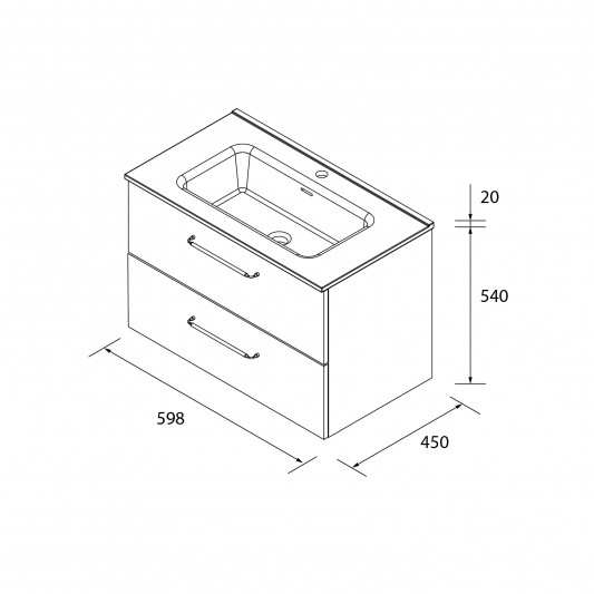 SALGAR Morai 2C Mueble de baño suspendido con lavabo Constanza 60-70-80-100-120 Roble 2