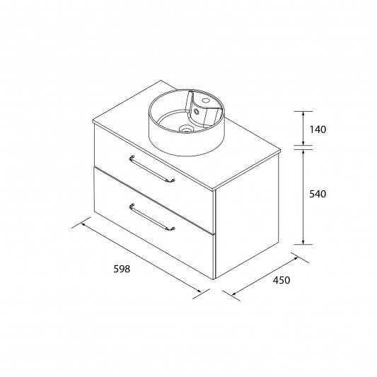 SALGAR Morai 2C Mueble de baño suspendido con lavabo sobre encimera 60-70-80-100-120 Roble 2
