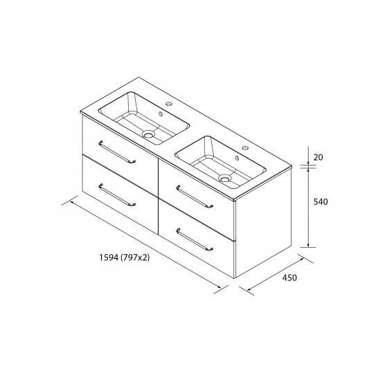 SALGAR MORAI 4C Mueble de baño suspendido con lavabo Vilna Mineral Solid 160 Roble 2