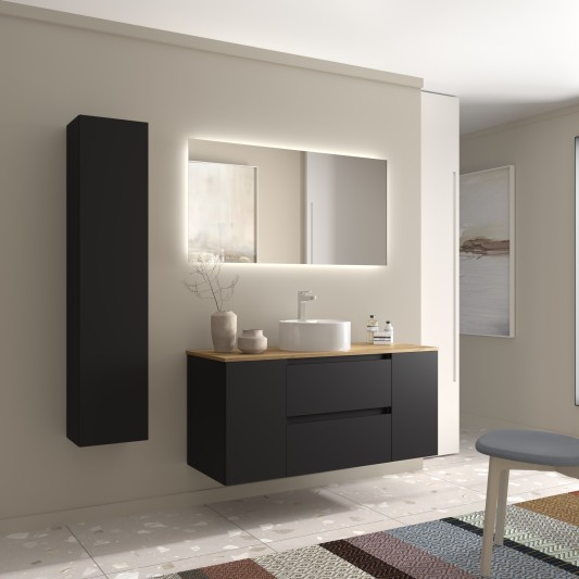 Conjunto mueble de baño suspendido 120 con lavabo Lisboa + puerta Bequia Salgar 2