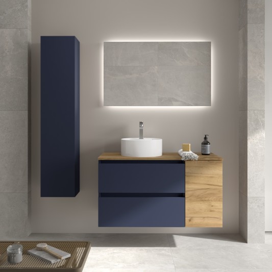 Conjunto mueble de baño suspendido 100 con lavabo Lisboa + puerta Bequia Salgar