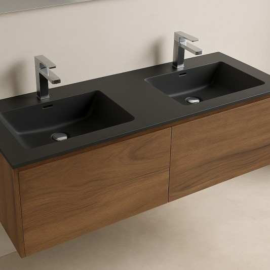 Lavabo de gran formato encastrado de 141 y 151 cm DOBLE SENO de cerámica etna 2