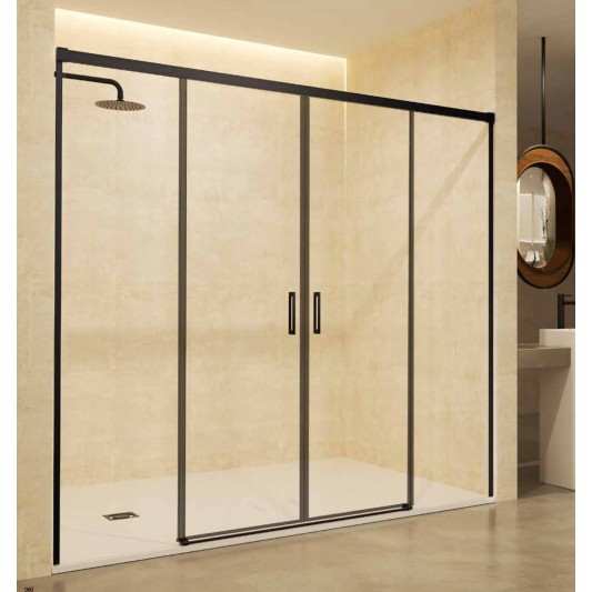 SBX_Imex Mampara de ducha frontal corredera Stylo Negro 2F+2C
