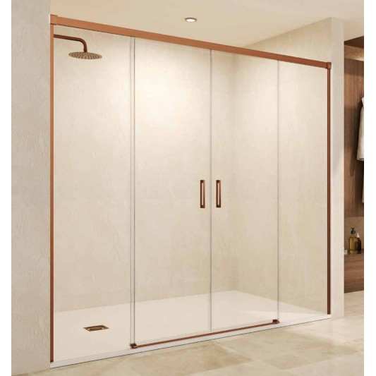 SBX_Imex Mampara de ducha frontal corredera Stylo Oro rosa cepillado 2F+2C