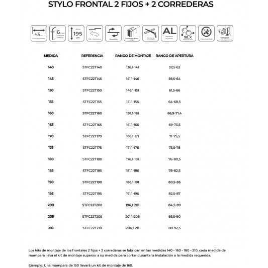 SBX_Imex Mampara de ducha frontal corredera Stylo Niquel cepillado 2F+2C 2