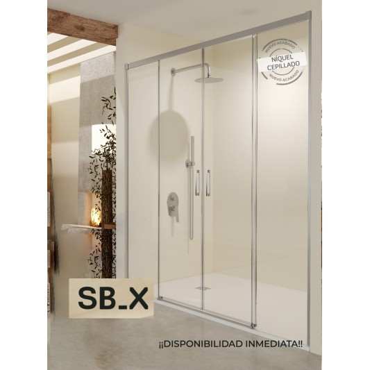 SBX_Imex Mampara de ducha frontal corredera Stylo Niquel cepillado 2F+2C