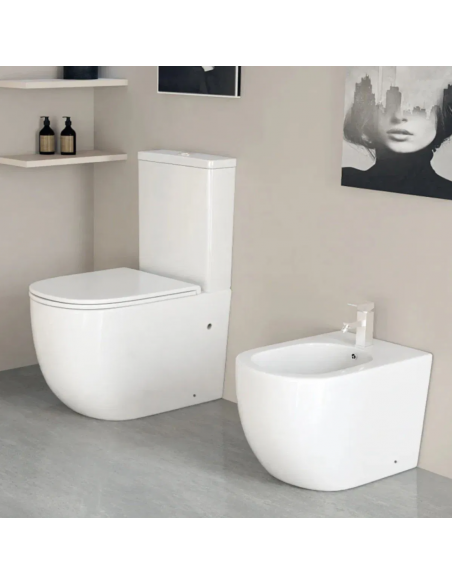 Aquore Genova| Inodoro cerámico Rimless Blanco Mate con salida dual