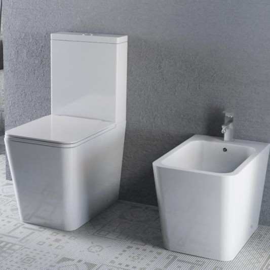 Pisa| Inodoro cerámico Rimless Blanco Mate con salida dual 2