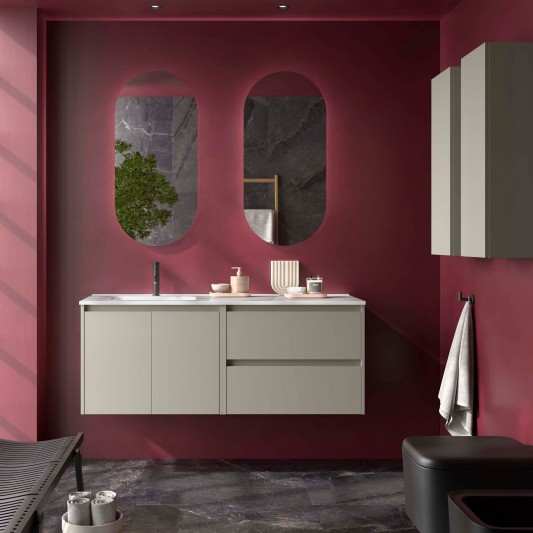 Mueble baño suspendido Noja de 120 2P+2C lavabo desplazado