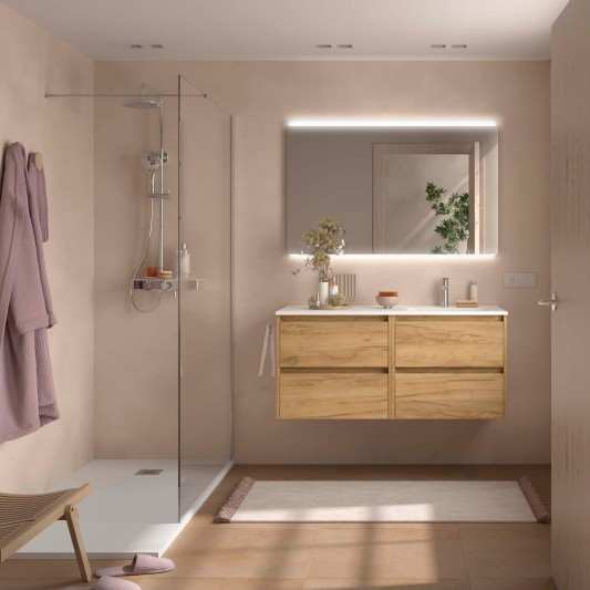 Mueble baño suspendido Noja de 120 4C lavabo desplazado