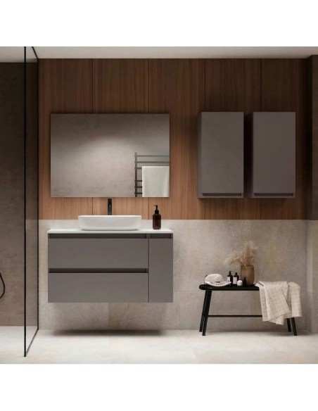 Mueble de baño suspendido Box de 2 C + 1 P TOP de Visobath 80-90-100 Lacado