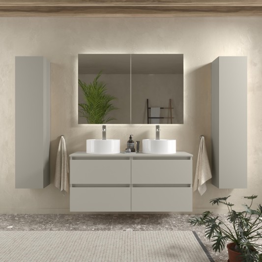 SALGAR BEQUIA Mueble de baño suspendido Top con 2 lavabos Lisboa 120 6 colores