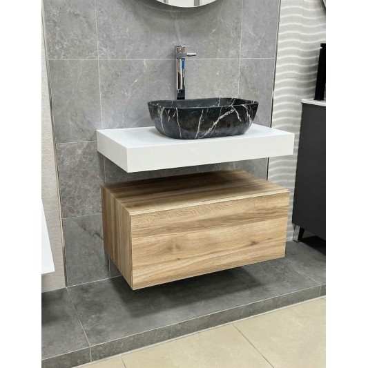 Encimera de baño de 10 cm de altura con cajonera op. Nomad Visobath 60-80-100-120 Solid Surface
