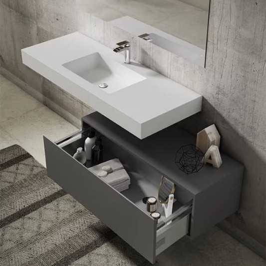 Encimera de baño de 10 cm de altura con cajonera op. Nomad Visobath 60-80-100-12 Pure