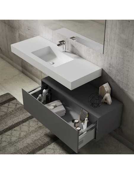Encimera de baño de 10 cm de altura con cajonera op. Nomad Visobath 60-80-100-12 Pure