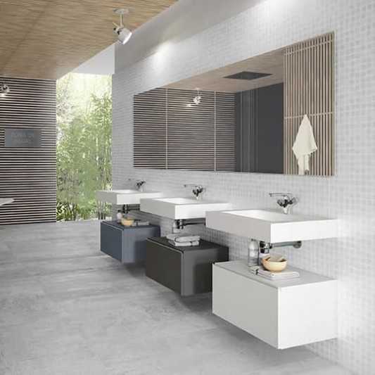Encimera de baño de 10 cm de altura con cajonera op. Nomad Visobath 60-80-100-12 Pure