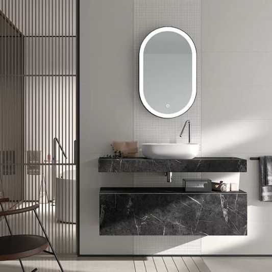 Encimera de baño de 10 cm de altura con cajonera op. Nomad Visobath 60-80-100-12 Pure