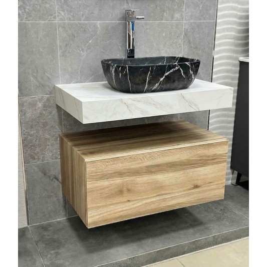 Encimera de baño de 10 cm de altura con cajonera op. Nomad Visobath 60-80-100-12 Pure