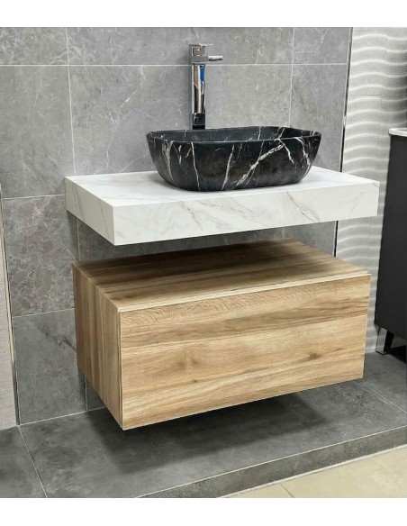 Encimera de baño de 10 cm de altura con cajonera op. Nomad Visobath 60-80-100-12 Pure