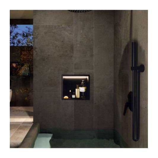 Hornacina para baño cuadrada con luz led Black gun metal Indic HOR004/BGM