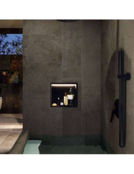 Hornacina para baño cuadrada con luz led Black gun metal Indic HOR004/BGM