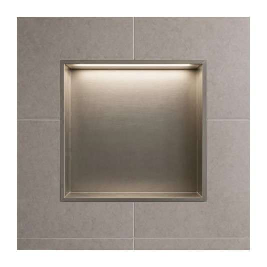 Hornacina para baño cuadrada con luz led Níquel Indic HOR004/NQ