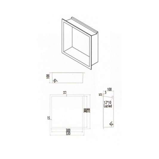 Hornacina para baño cuadrada con luz led Oro cepillado Indic HOR004/OC 2