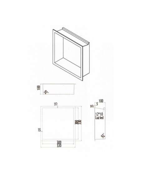 Hornacina para baño cuadrada con luz led Oro rosa cepillado Indic HOR004/ORC
