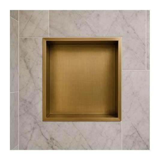 Hornacina para baño cuadrada oro cepillado Atlantic HOR001/OC