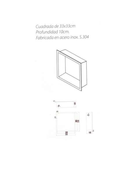 Hornacina para baño cuadrada oro cepillado Atlantic HOR001/OC